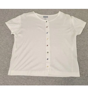 Evelyne de Clercq Shirt Damen klein weiß Baumwolle Knopfleiste Made in Italy - Bild 1 von 19
