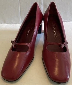 Charles Jourdan Women’s Ruby Red Ballet Bow Leather Heels Pumps Size 6.5 M - Picture 1 of 15