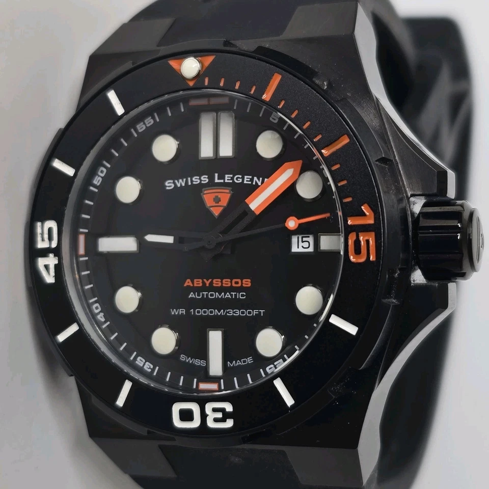 Reloj Swiss Legend Hombre Hecho en Suiza Automático Abyssos 46mm Negro Foto 1 de 4