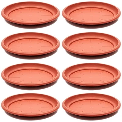 Paquete de 8 bandejas de goteo redondas de plástico para platillos de plantas, base de maceta de terracota (12 pulgadas) Foto 1 de 4