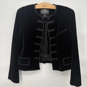 163 Polo Jeans Co Ralph Lauren Military Black Velvet Band Jacket L Blazer - Picture 1 of 7