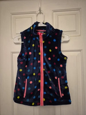 Chaleco Lands End Talla M 10/12 Azul Polar Lunares Cremallera Completa Chaleco Foto 1 de 4