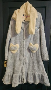 Cinnamoroll Plüsch Morgenmantel UK Größe 10-18 mit verzierter Kapuze & Taschen blau - Bild 1 von 8