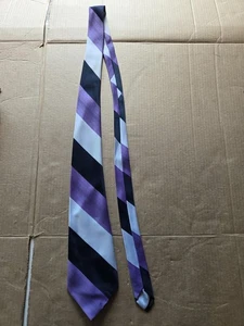 Corbata majestuosa vintage púrpura rayas blancas y negras  - Imagen 1 de 3
