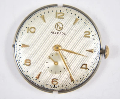 Vintage Helbros Watch movement 17j unadjusted, Swiss, Runs! NICE! - Image 1 of 4