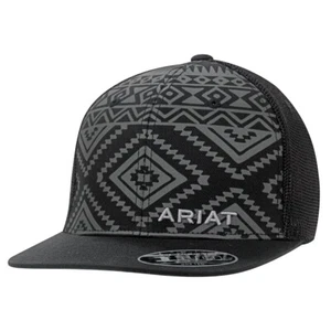Ariat Western Cappello Uomo Berretto Baseball Maglia Snap Back Azteco Nero - Foto 1 di 3