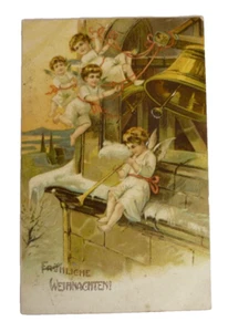 Colorida tarjeta de felicitación Navidad TARJETA DE ACUÑACIÓN aprox. 1915 - Imagen 1 de 2