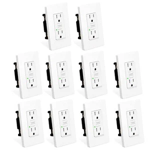 15Amp GFCI Outlet Tamper-Resistant Ground Fault Receptacle LED Indicator 10 Pack - Picture 1 of 12