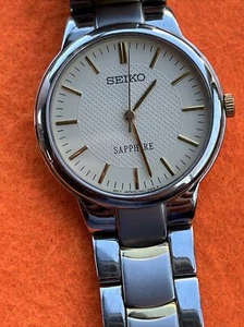 Seiko Sapphire Midsize Men’s Watch Two Tone Textured Dial New Battery - Picture 1 of 11