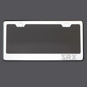 Mirror Chrome License Plate Frame SRX Laser Engraved Metal Screw Cap - Imagen 1 de 8