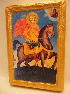 Heilige Menas ΑΓΙΟΣ ΜΗΝΑΣ Byzantinisch Ostorthodox Ikone Name Portrait - Bild 1 von 8