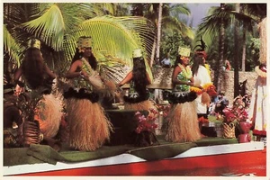Tahitian Dancers Polynesian Culture Women in Grass Skirts Hawaii Postcard HI - Picture 1 of 2