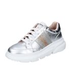 scarpe donna STOKTON sneakers argento pelle EX117