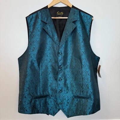 SCULLY MENS 2XT RANGEWEARPAISLEY VEST TEAL OLD WEST DRESS RWO93TE RODEO WEDDING - Image 1 of 4