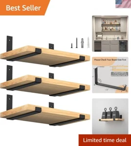Robuste schwarze Eisen Regalwinkel für 12 Zoll Bretter - komplettes Kit enthalten - Bild 1 von 10