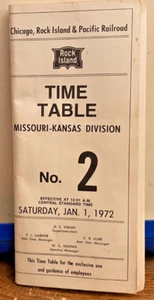Rock Island Employee Time Table Missouri Kansas Division No. 2 January 1, 1972 - Picture 1 of 3