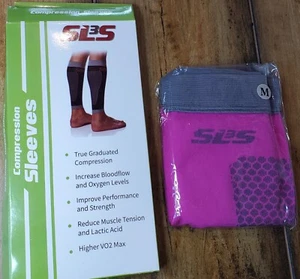 SL3S Unisex Running Compression Calf Sleeves Pink Gray Size S/M 12.5"-15" NWT - Picture 1 of 4