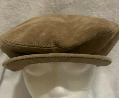 Vintage Totes Seude Hombre Gorra Newsboy Cuero Beige Tostado Talla Mediana Hecha en EE. UU. Foto 1 de 4