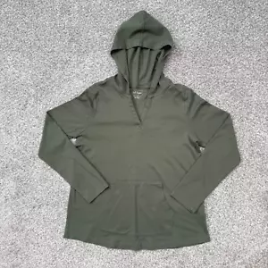 Felpa con cappuccio LL Bean donna verde militare media scollo a V manica lunga - Foto 1 di 14