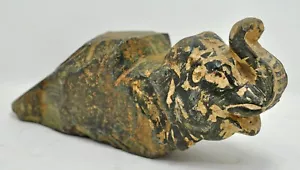 Antique Green Marble Elephant Figure Hook Hanger Original Old Hand Carved Fine - Picture 1 of 6