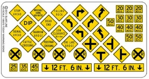 Blair Line HO Highway Signs Warning #3 1948-Present (black, yellow) 107 - Picture 1 of 1