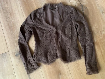 Cárdigan de encaje marrón Tahari para mujer talla 6 Foto 1 de 4