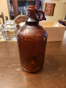 VINTAGE BROWN AMBER GLASS DURAGLASS-1/2-ONE HALF GALLON JUG w Handle. NO CHIPS! - Picture 1 of 10