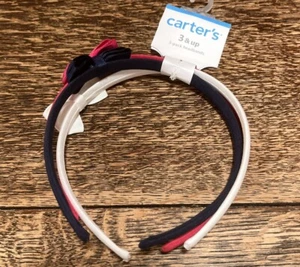 Carter's Girls' Pink Blue & White 3 Count Pack Headbands Ages 3 & Up - Picture 1 of 4