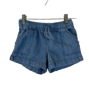 Old Navy Girls Chambray Loose Shorts Size 6/7 Elastic Waist Drawstring Blue Kids - Picture 1 of 5