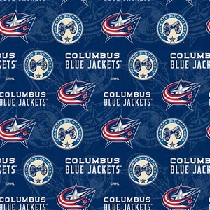 BTY NHL Hockey Columbus blaue Jacken Ton in Ton Baumwollstoff VY The YARD - Bild 1 von 1