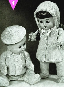 VINTAGE COPY Dolls Clothes Knit Pattern Doll Hght: 8-10-12" / 20-25-30cm 3ply - Picture 1 of 3