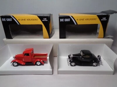 K-LINE DIECAST KRUISERS 1:43 SCALE 34 FORD PU AND 32 FORD 3 WINDOW COUPE. NEW.!! - Image 1 of 4