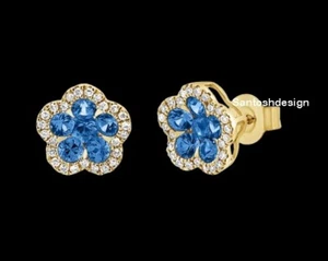 Hermoso Pendiente de Plata de Ley 925 Diamante Zafiro Azul de Diseñador, Regalo - Imagen 1 de 3