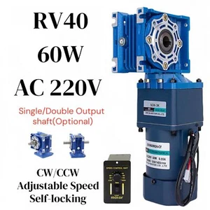 60W Two Stage Worm Gear Reducer Gearbox Motor Gearmotors 0.1RPM to 5RPM AC 220V - Picture 1 of 16