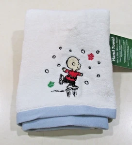 Toalla de mano de baño de Navidad/invierno Peanuts Charlie Brown 16""x26"" blanca nueva 2019 - Imagen 1 de 1