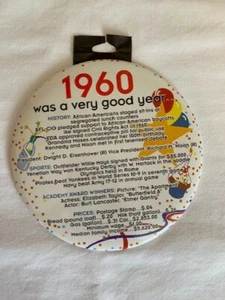Vintage 6" Metal Birthday Pin 1960 Was A Very Good Year NEW - Picture 1 of 4
