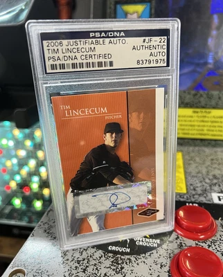 2006 Justifiable Tim Lincecum RC Rookie Autograph SF Giants PSA Authentic Auto - Image 1 of 4