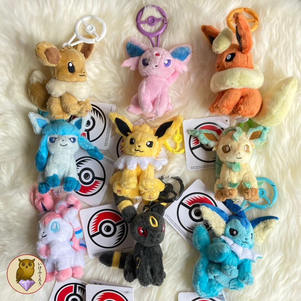 Pokemon Plush Eevee Evolutions Pokémon Center Original Carabiner Keychain 110725 - Image 1 of 4