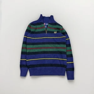Chaps 1/4 Zip Sweater Long Sleeve Striped Boys Size M (12-14) - Picture 1 of 6