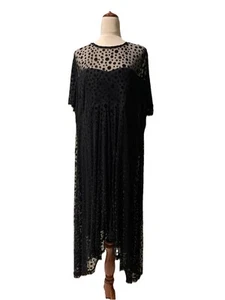 TS TAKING SHAPE EVENING Cap Sleeve Glitter Dots Lace Dress Black Size 24 Petite - Picture 1 of 7