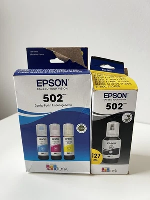 Paquete combinado de tinta Epson 502 genuina para impresoras ECO-TANK nuevo sellado caducidad 2029 Foto 1 de 4