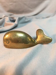 Vintage Hartford Brass Whale Map Weight 2.25" Long - Picture 1 of 5
