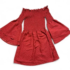 Vestido de mujer Inspired Hearts naranja y blanco a lunares fuera del hombro talla L - Imagen 1 de 5