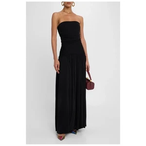 Maxi Vestido STAUD Mariana Sin Tirantes - Negro - Talla Mediana - Imagen 1 de 7