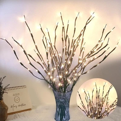 DK177 2 Pack Led Branch Light Battery Operated Lighted Branch Vase Filler Willow Tree