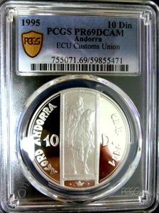 PCGS PR69DCAM-Andorra 1995 Union Silver 10D Almost Perfect PF-No Post US&Israel - Picture 1 of 4