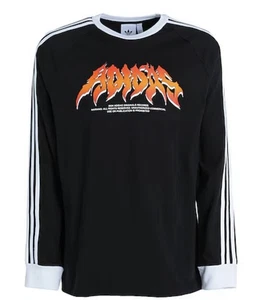 Adidas Original Flames Logo Long Sleeve Black Tee T-Shirt Top NWT Size 2XL XXL - Picture 1 of 6
