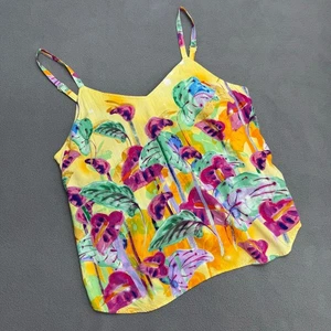 Camiseta sin mangas Jams World Floating Garden Cami para mujer L amarilla floral Hawaii Resort - Imagen 1 de 8
