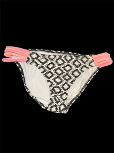 Xhilaration Träger Hipster Bikinihose Schwarz Weiß Pink Orange Print M Neu ohne Etikett - Bild 1 von 3