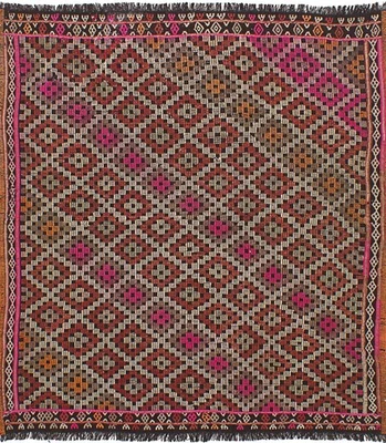 Traditional Vintage Hand Woven Carpet 5'0" x 5'6" Wool Kilim Area Rug - Image 1 of 2